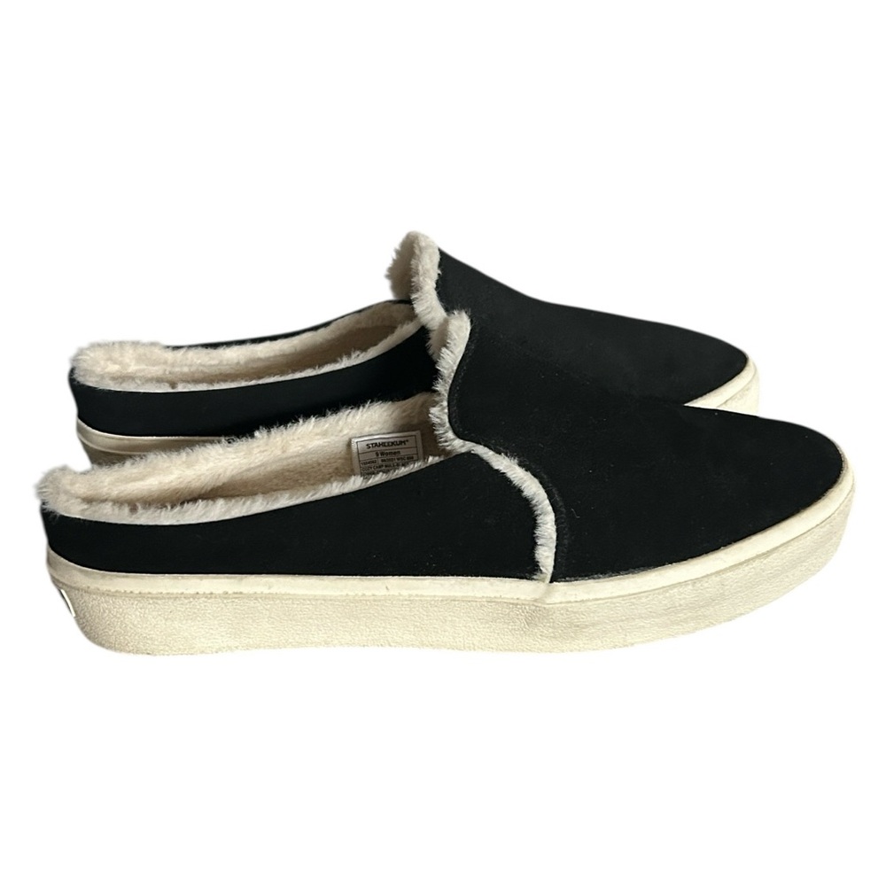 Staheekum Women's Cozy Camp Mules in Black Suede and Faux Fur Lining Size 9 - Picture 3 of 11
